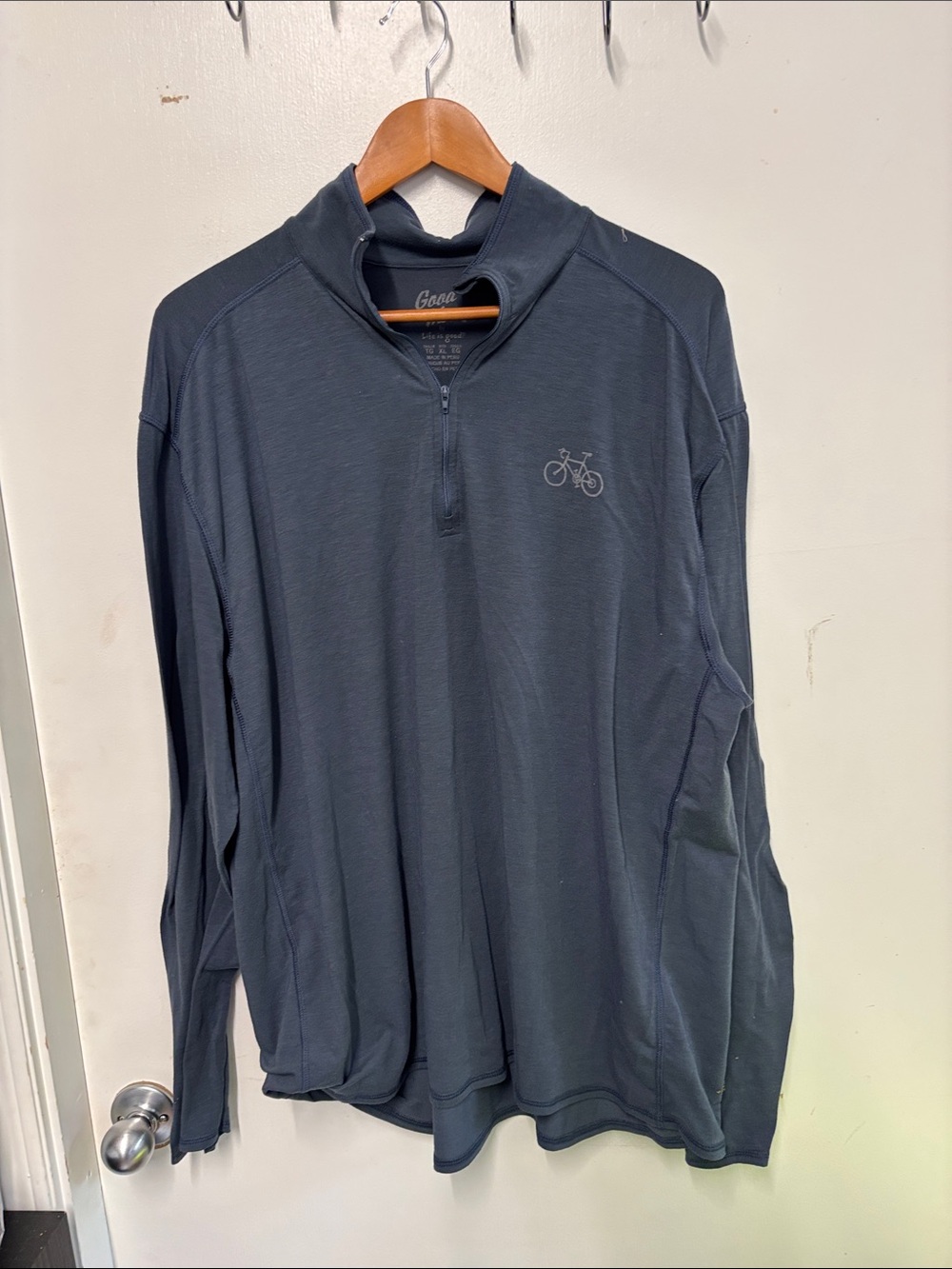 Life Is Good Navy Zip-Front Pullover with Bike Accent